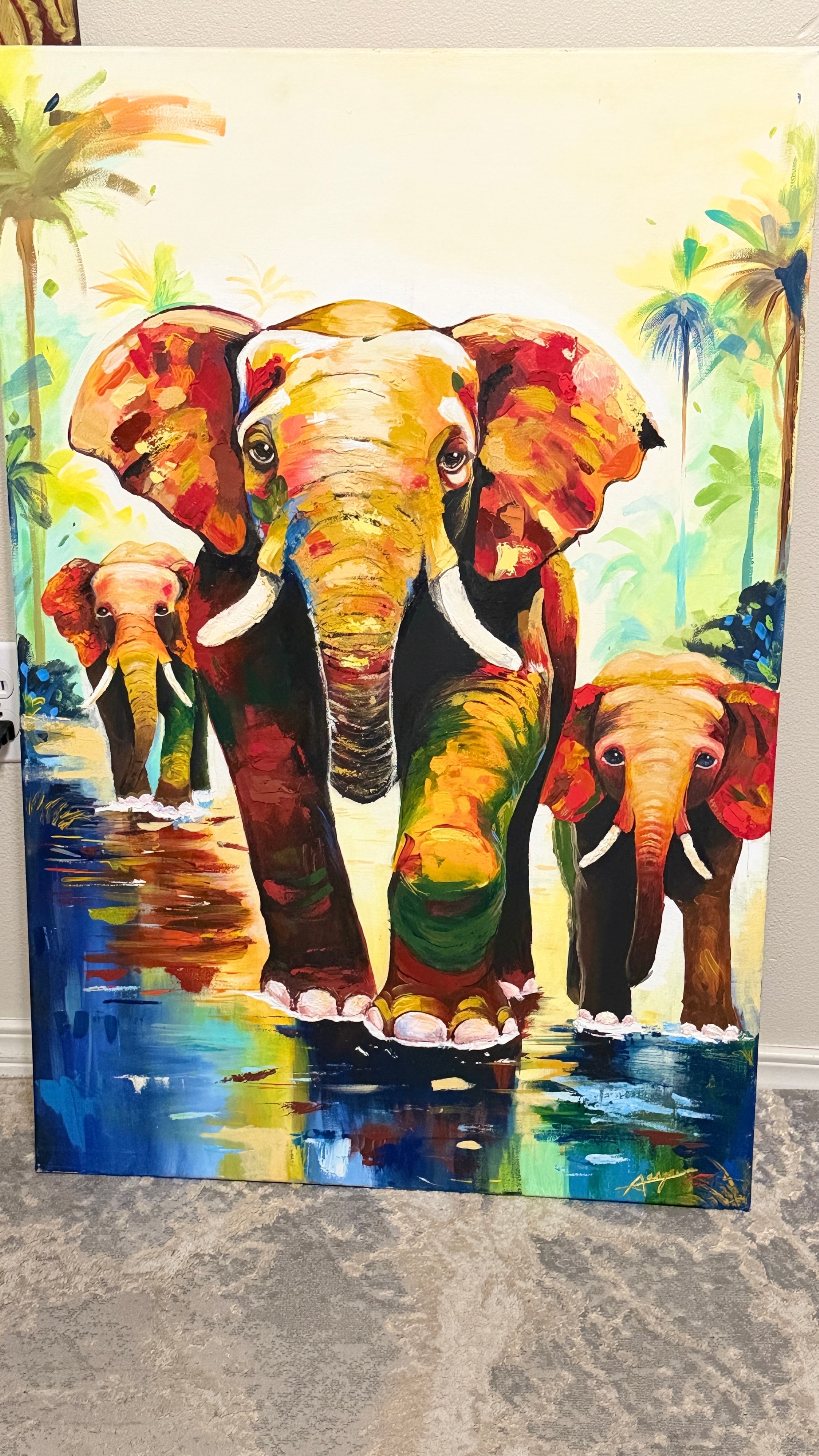 Aanya's Elephant Family painting — art today