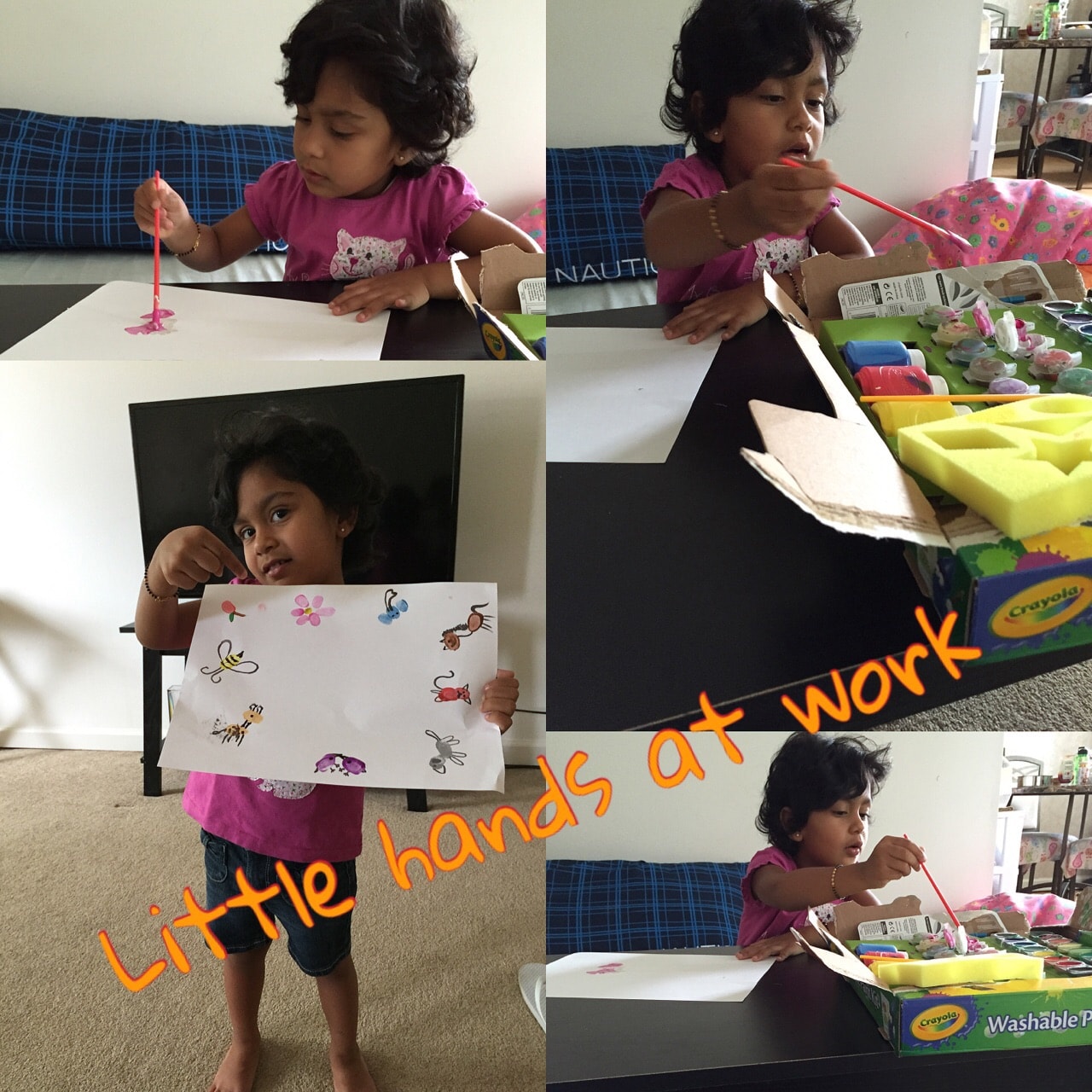 Little Aanya painting — little hands at work